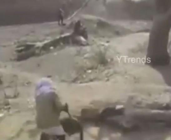 A screen shot of the video. Watchman Battles with Leopard