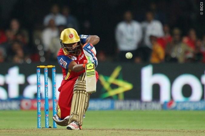 RCB batsman Sarfaraz Khan gets ready to play a not-in-the-books shot against the Rajasthan Royals in their IPL 2015 game Sarfaraz Khan RCB