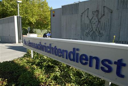 File picture shows the main entrance of Germany's intelligence agency Bundesnachrichtendienst (BND) headquarters in Pullach, about 15 kilometres south of Munich, October 17, 2003.