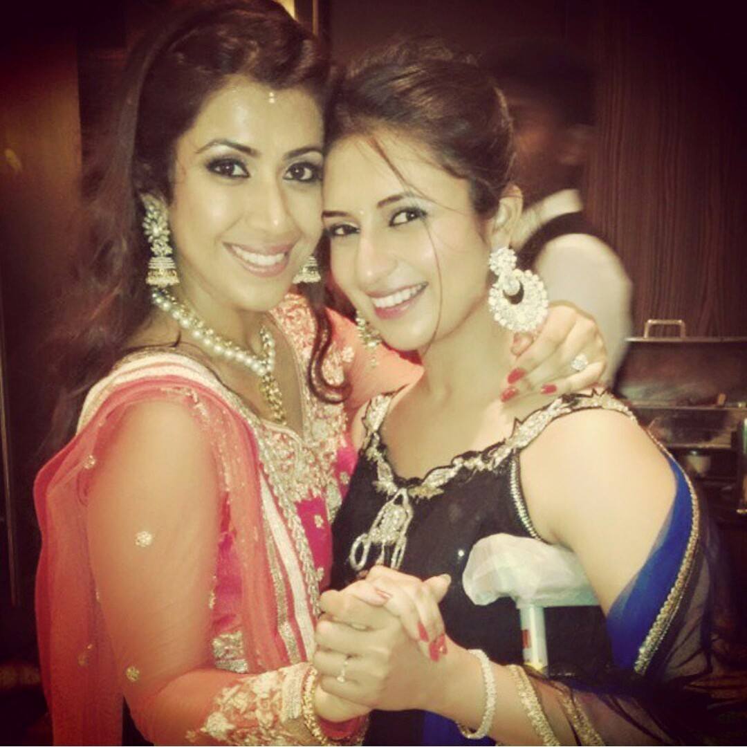 Divyanka Tripathi with bride-to-be Ankita Bhargava at her sangeet ceremony Divyanka Tripathi and Ankita Bhargava