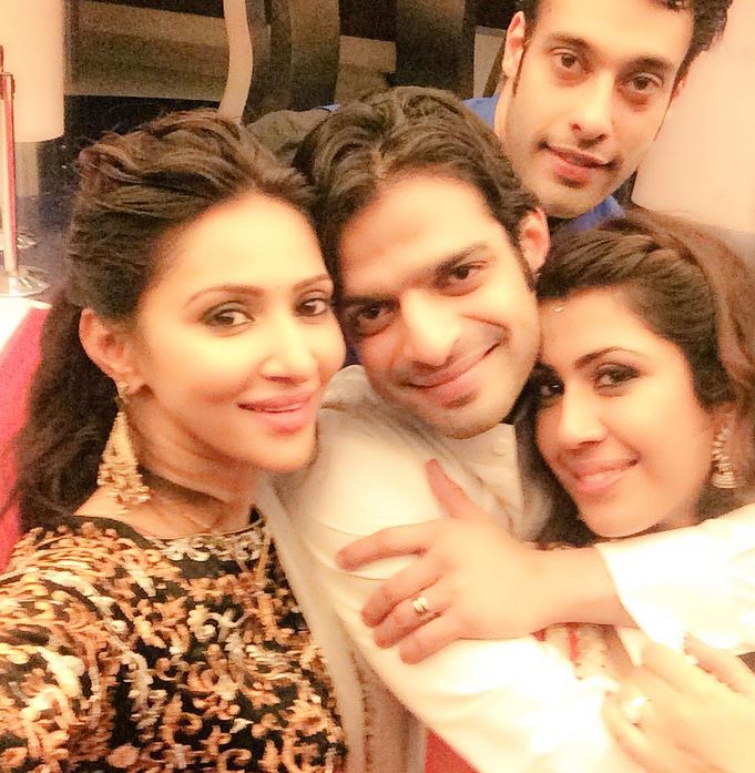 Rishina Kandhari and Sangram Singh at Karan Patel and Ankita Bhargava's sangeet ceremony Rishina Kandhari, Karan Patel, Ankita Bhargava and Sangram Singh