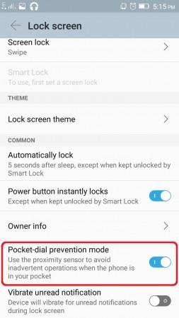 Pocket Dial Prevention Mode Pocket Dial Prevention Mode