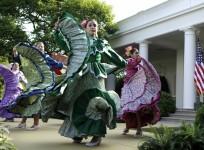 Dancers from Ballet Folklorico Mexicano de Georgetown perform at a Cinco de Mayo reception at the White House in Washington