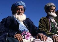Elderly men sit on the floor in Dushanbe,Tajikistan