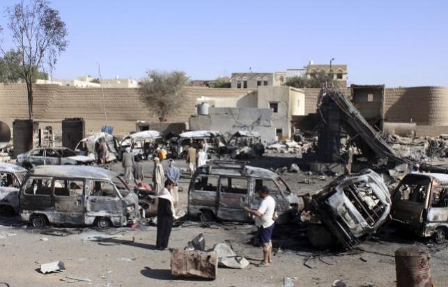 REPRESENTATIONAL IMAGE: Burnt-out vehicles are seen at a gas station after it was hit by an air strike in Yemen's northwestern city of Saada, April 16, 2015. Burnt-out vehicles are seen at a gas station after it was hit by an air strike in Yemen's northwestern city of Saada, April 16, 2015.