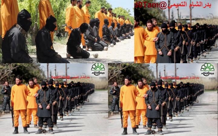 Images claimed to be part of a soon to be released execution video show men in orange jumpsuits executing Isis fighters.