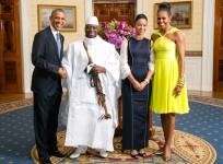 President Barack Obama and First Lady Michelle Obama with Gambian President Yahya Jammeh and wife at the White House on 5 August, 2014.