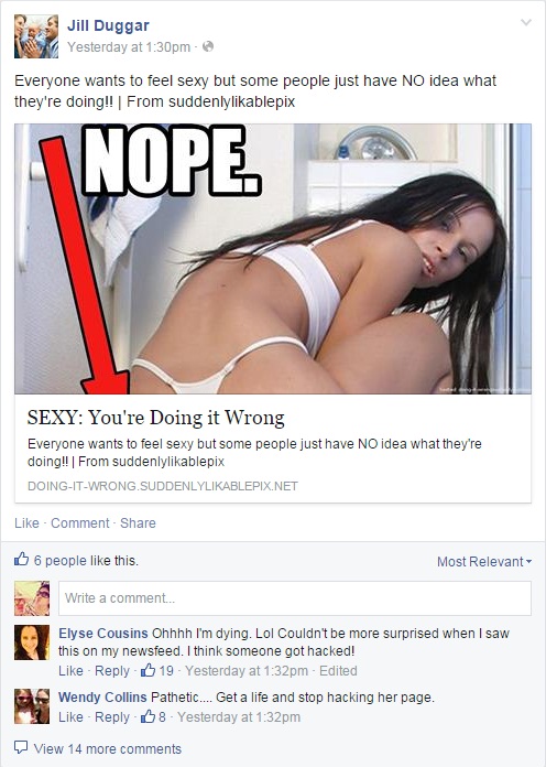 Jill Duggar's Facebook profile got hacked. Jill Duggar