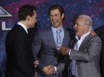 Tom Hiddleston, Chris Hemsworth and Anthony Hopkins attend the premiere of 'Thor: The Dark World' at El Capitan theatre on 4 November, 2013.