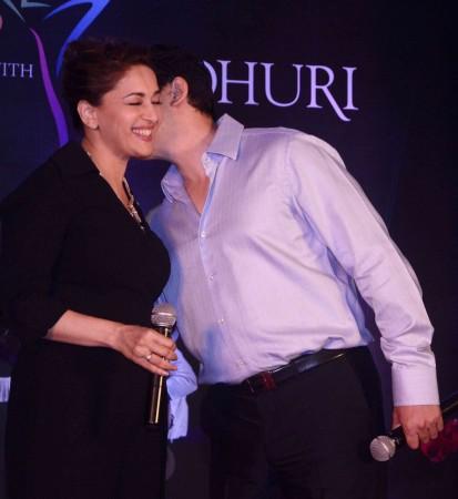 'Dance with Madhuri' Launch: Madhuri Dixit with husband Sriram Nene 'Dance with Madhuri' Launch