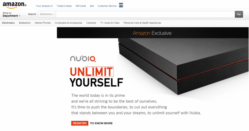Amazon India launches Nubia registration page Amazon India launches Nubia registration page
