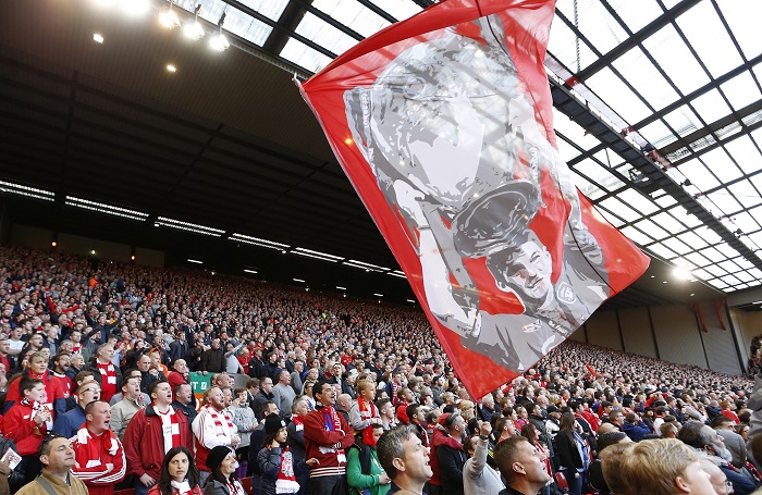 Liverpool fans hold up a banner for Steven Gerrard after his final game at Anfield Steven Gerrard's farewell