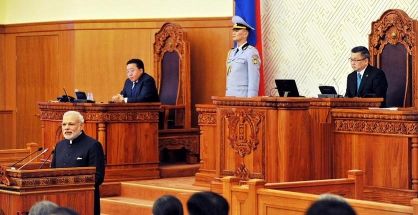 PM Narendra Modi addresses Mongolian Parliament. Mongolian Parliament