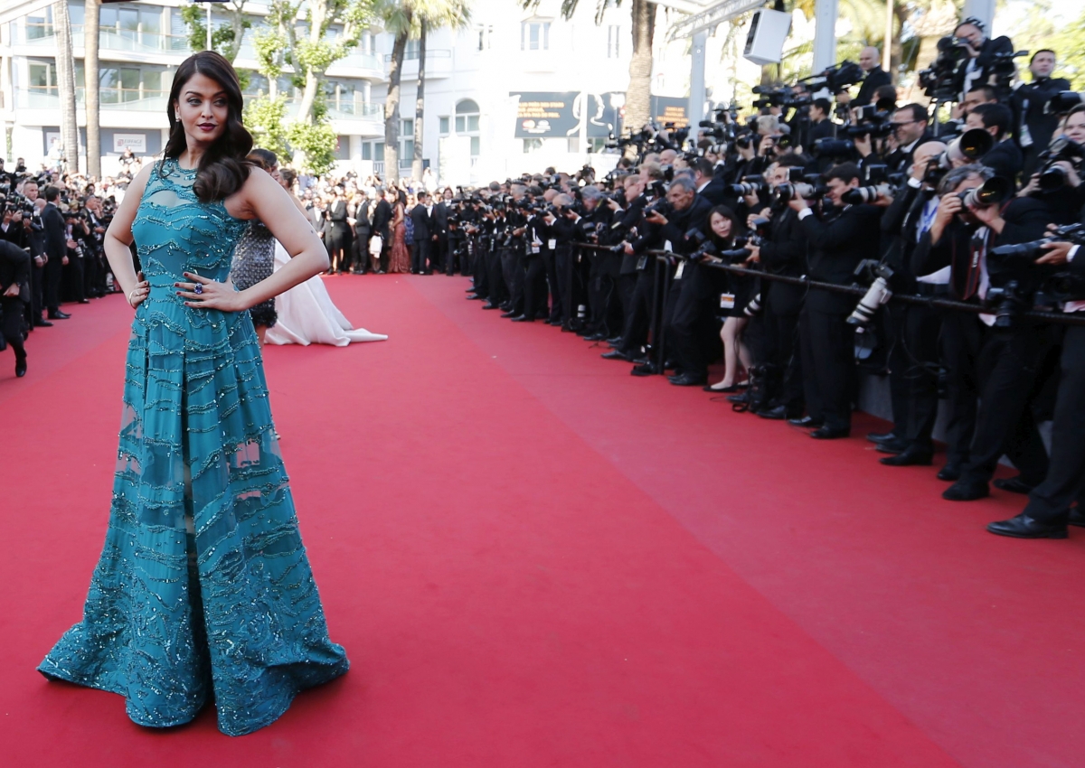 Actress Aishwarya Rai Bachchan poses on the red carpet as she arrives for the screening of the film Aishwarya Rai Bachchan