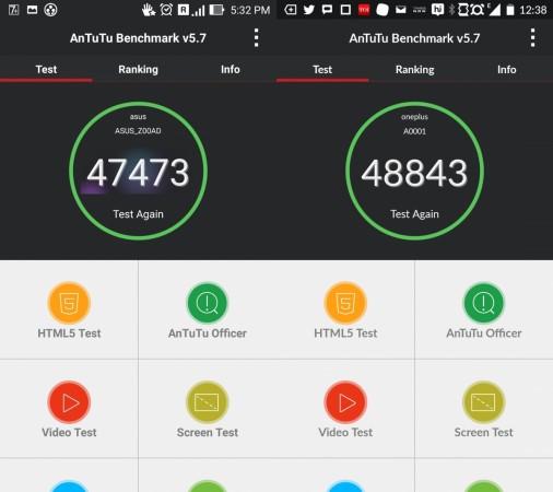 ASUS ZenFone 2 vs OnePlus One- Benchmark Antutu ASUS ZenFone 2 vs OnePlus One- Benchmark Antutu