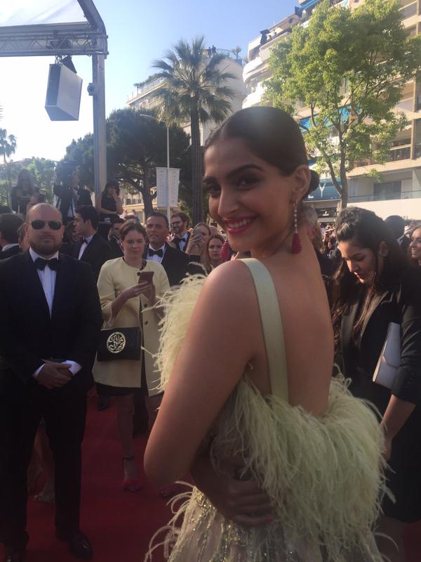 Actress Sonam Kapoor poses on the red carpet as she arrives for the screening of the animated film Sonam Kapoor