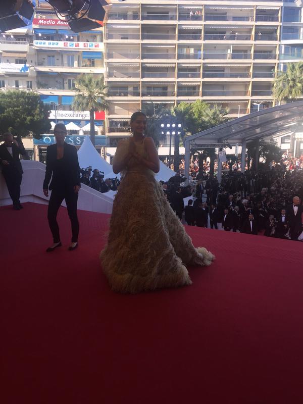 Actress Sonam Kapoor poses on the red carpet as she arrives for the screening of the animated film Sonam Kapoor