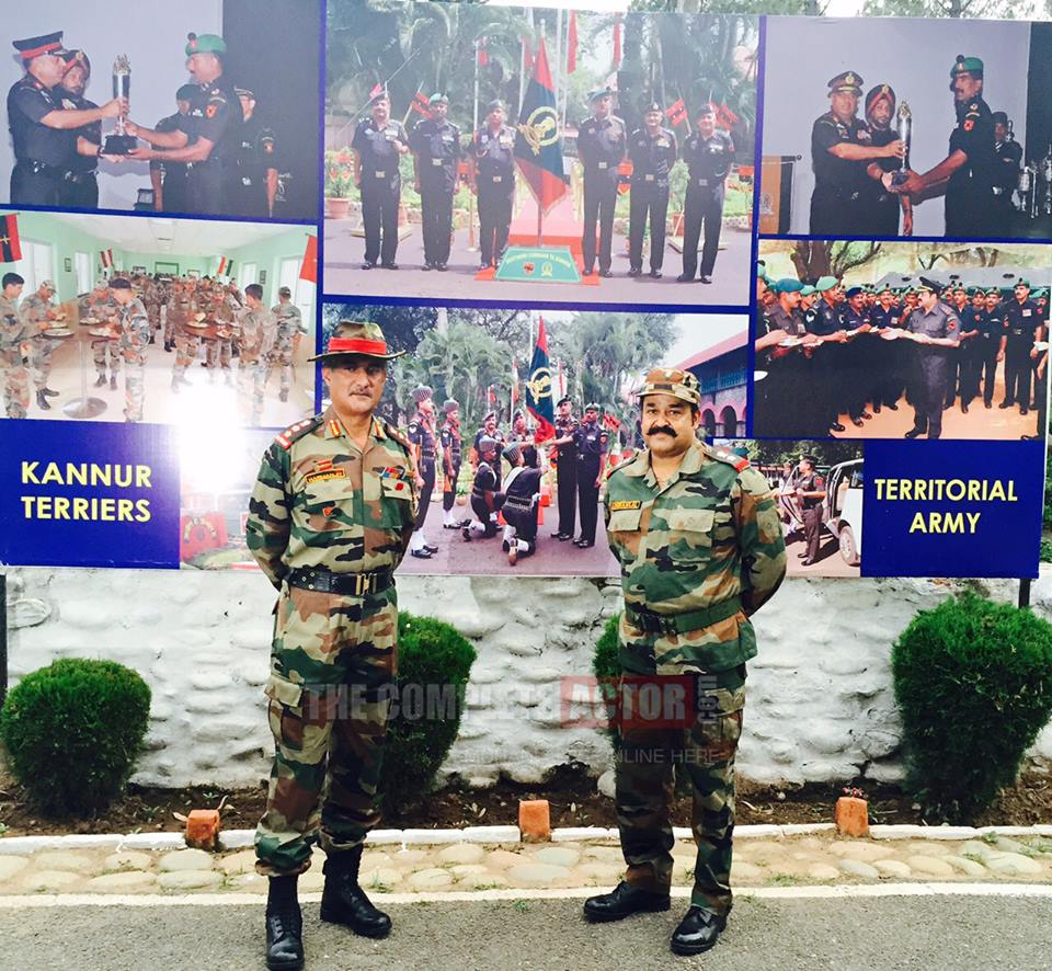 Mohanlal with Commanding Officer Col Harmanjit Singh in Nowshera, Rajouri, Jammu