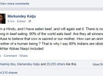Justice Katju's Facebook post