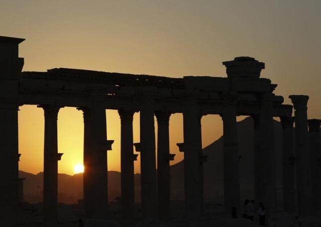 File photo of ruined columns at the historical city of Palmyra, in the Syrian desert