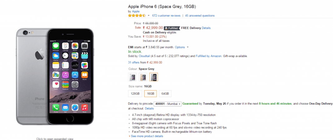 Iphone 6 Discount Offers Snapdeal Amazon Flipkart Give Best Online Price 16gb Variant Available At 42 999 Ibtimes India