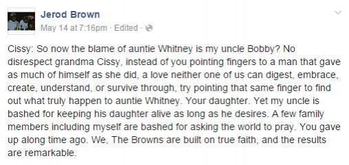 Jerod Brown's post on Facebook Jerod Brown's post on Facebook