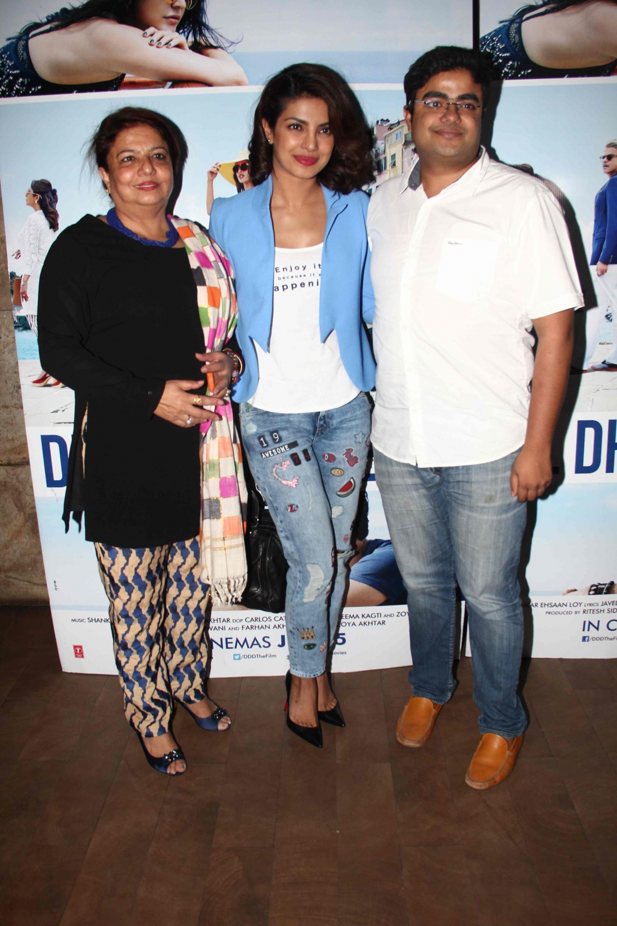 Priyanka Chopra with her mother and brother Special screening of 'Dil Dhadakne Do'
