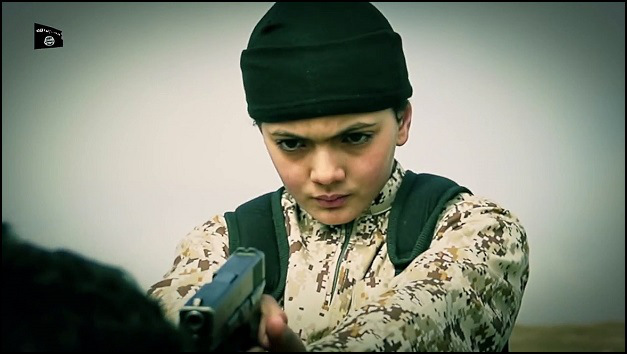 An Isis videograb showing a Belgian boy, 13, killing a man claimed to be an Israeli spy