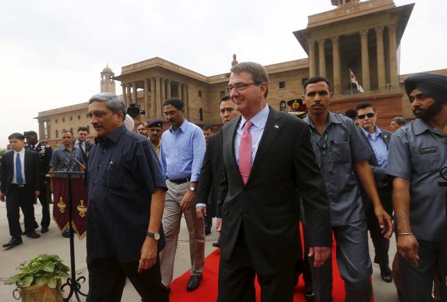 US Defence Secretary Ash Carter with Indian Defence Minister Manohar Parikar