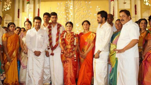 A wedding picture of SR Prabhu with Deepthi. SR Prabhu-Deepthi Wedding: Suriya & Other Celebs Wish Newly Married Couple