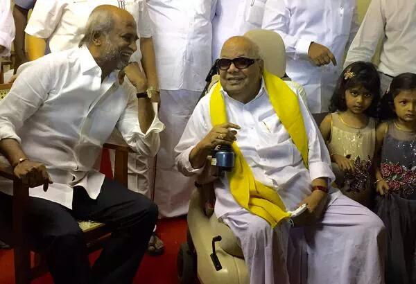 Rajinikanth with Karunanidhi at Arulnidhi's Wedding Reception
