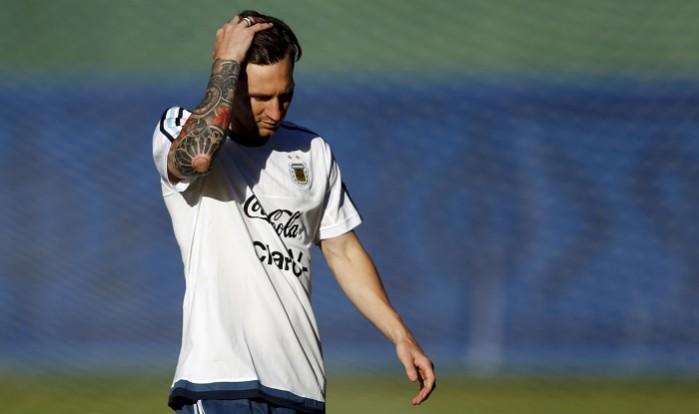 Lionel Messi in a practice session of Argentina, gearing up for Copa America 2015. Lionel Messi