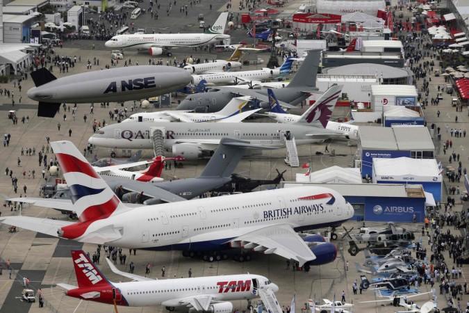 An aerial view of the 50th Paris Air Show, at the Le Bourget airport near Paris June 18, 2013.