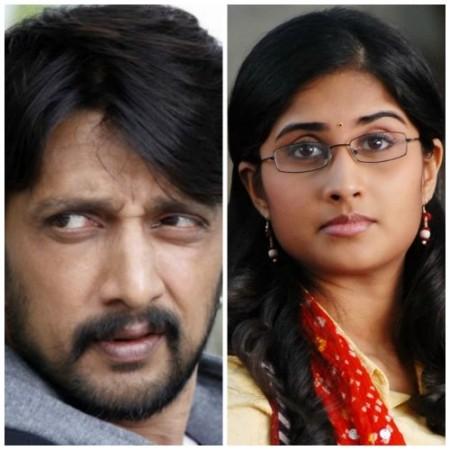 A collage of Sudeep and Shamili. Sudeep-Shamili