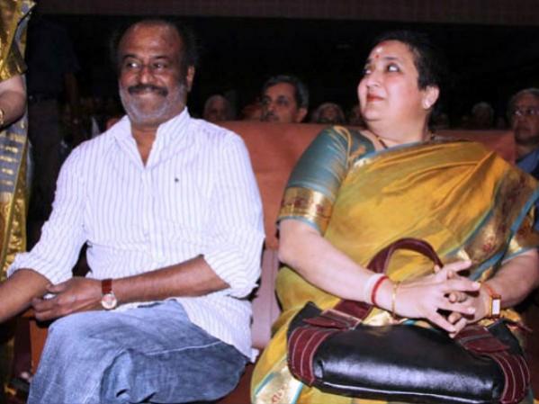 Rajinikanth with his wife Latha. Rajinikanth with Latha