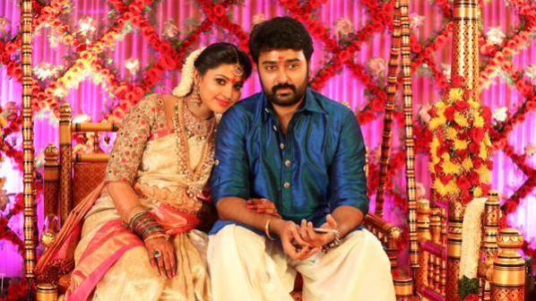 Sneha with her husband Prasanna at her baby shower. Sneha Prasanna at her Baby Shower