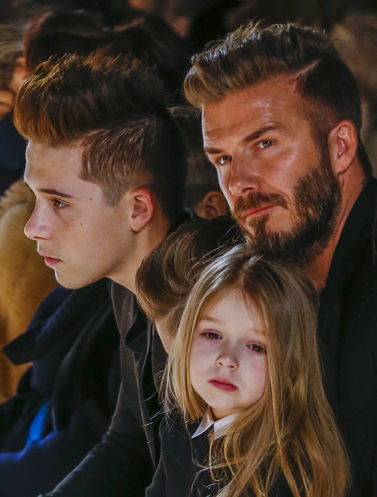 David Beckam with daughter Harper and son Brooklyn