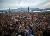 A crowd waits for the band
