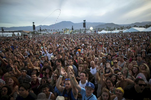 A crowd waits for the band "Alabama Shakes" to play at the Coachella Valley