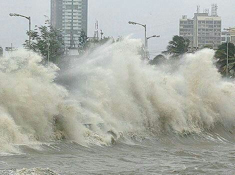 A view of waves in the Arabian Sea during high tide in Mumbai Mumbai Rain
