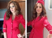 Amal Maher dressed as an air hostess
