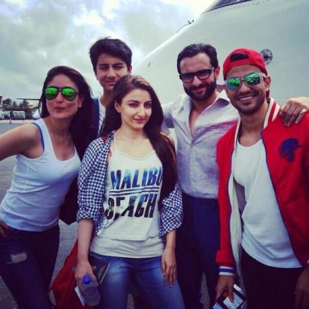 Kareena Kapoor with husband Saif Ali Khan and his family in Maldives Bollywood Celebs Holiday Pictures