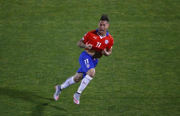 Eduardo Vargas celeberates after scoring a screamer in the second half. Eduardo Vargas