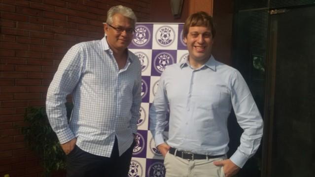U-17 FIFA WC 2017 Tournament Director Javier Ceppi (R) with Project Director Joy Bhattacharjya (L) at the AIFF Headquarters in New Delhi Javier Ceppi
