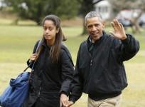 Malia Obama with father and US president Barack Obama
