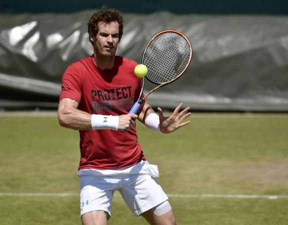 Andy Murray during a practice session on the eve of his third round match against Andreas Seppi Andy Murray Wimbledon 2015