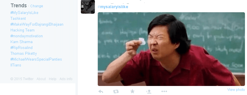 #MySalaryisLike trends on Twitter #MySalaryisLike trends on Twitter