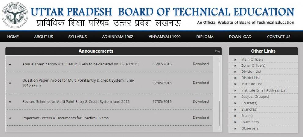 Uttar Pradesh Polytechnic Diploma exam BTEUP 2015 result