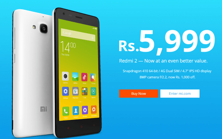 Confirmed: Xiaomi Redmi 2 Gets ₹1,000 Cheaper In India; Releases MIUI 6 For Redmi 1S Phones