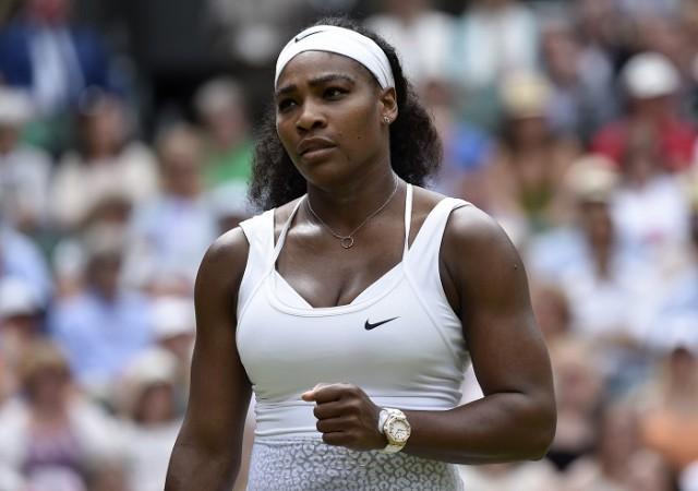 Serena Williams reacts during her fourth round win over Venus Williams at Wimbledon 2015 Serena Williams Wimbledon 2015